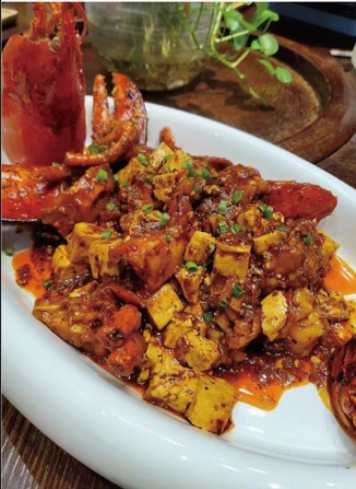 Lobster with mapo tofu